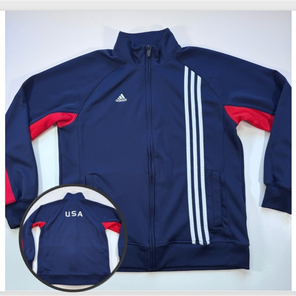 ADIDAS Team USA Olympic Track Jacket 2000s Unisex Youth X-Large Blue